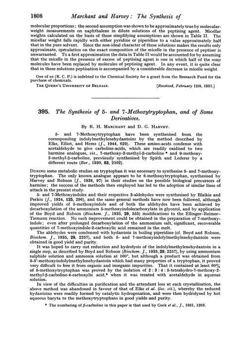 395. The synthesis of 5- and 7-methoxytryptophan, and of some derivatives