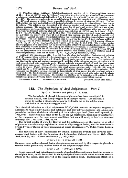 412. The hydrolysis of aryl sulphonates. Part I