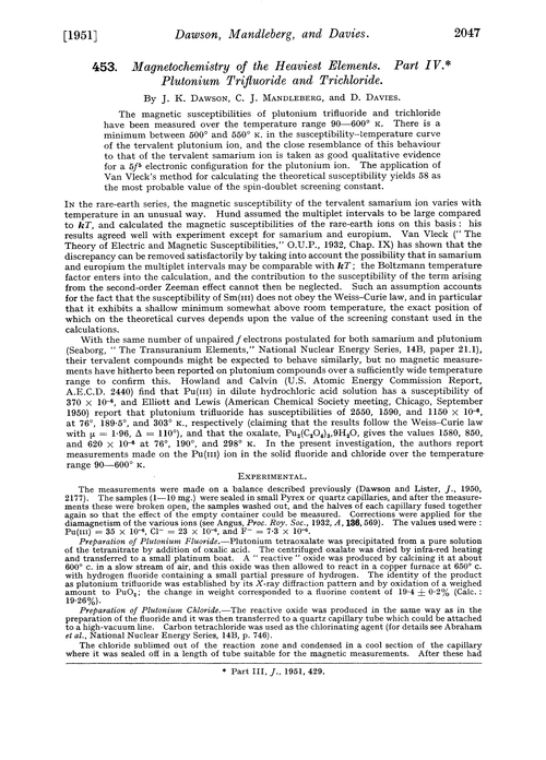 453. Magnetochemistry of the heaviest elements. Part IV. Plutonium trifluoride and trichloride