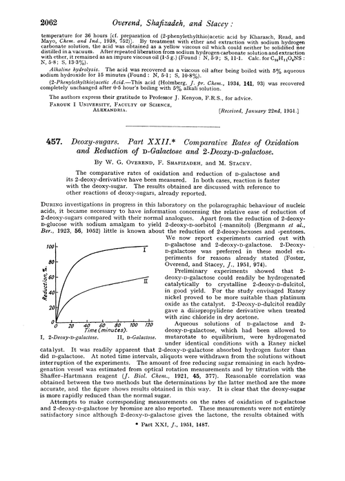 457. Deoxy-sugars. Part XXII. Comparative rates of oxidation and reduction of D-galactose and 2-deoxy-D-galactose