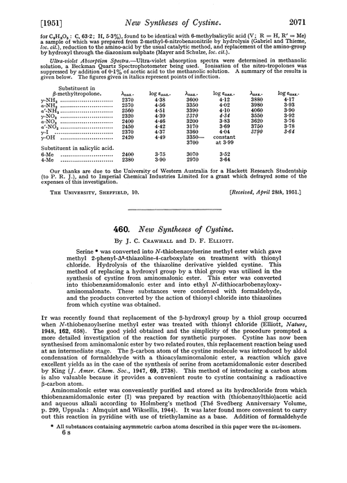 460. New syntheses of cystine