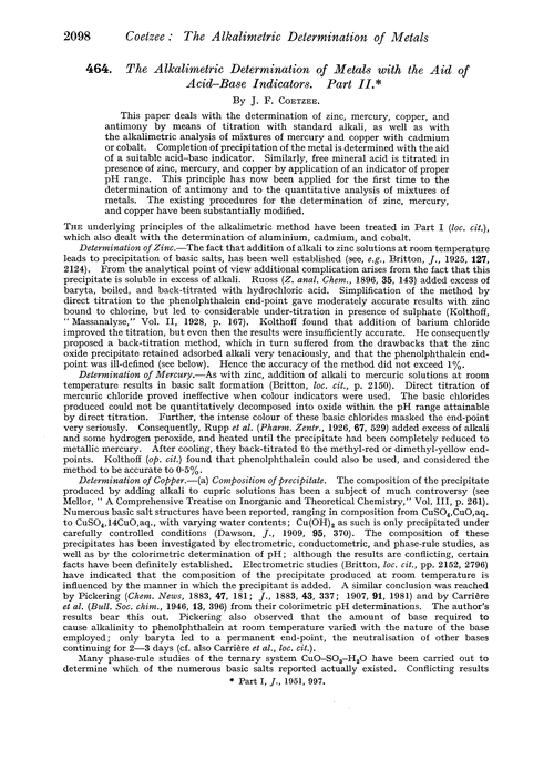 464. The alkalimetric determination of metals with the aid of acid–base indicators. Part II