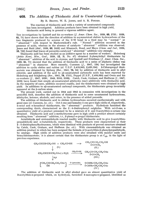 468. The addition of thiolacetic acid to unsaturated compounds