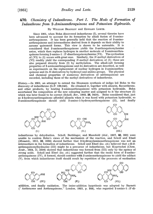 470. Chemistry of indanthrone. Part I. The mode of formation of indanthrone from 2-aminoanthraquinone and potassium hydroxide