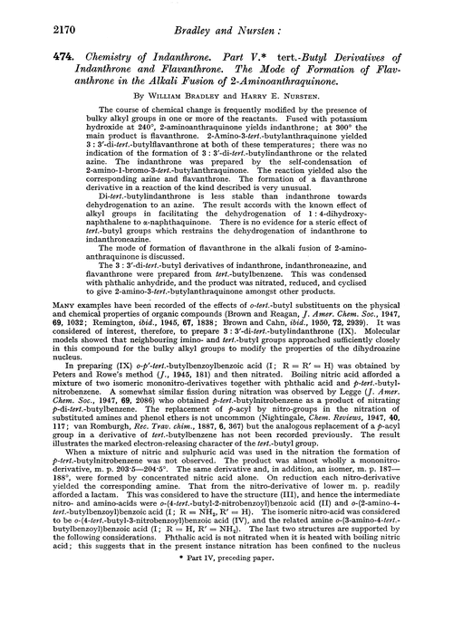 474. Chemistry of indanthrone. Part V. Tert.-butyl derivatives of indanthrone and flavanthrone. The mode of formation of flavanthrone in the alkali fusion of 2-aminoanthraquinone