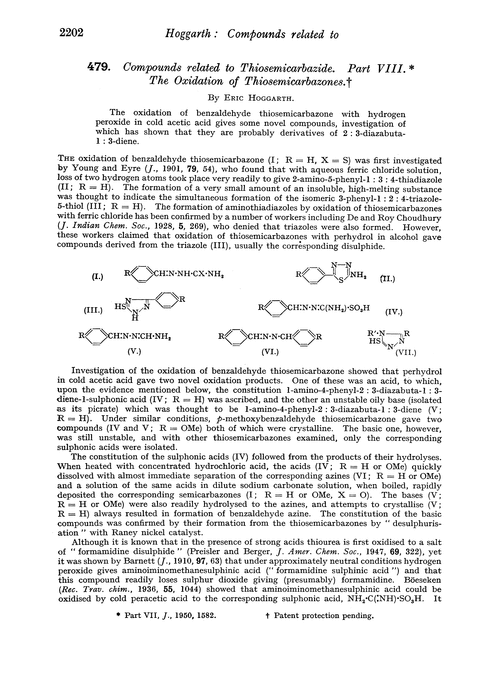 479. Compounds related to thiosemicarbazide. Part VIII. The oxidation of thiosemicarbazones