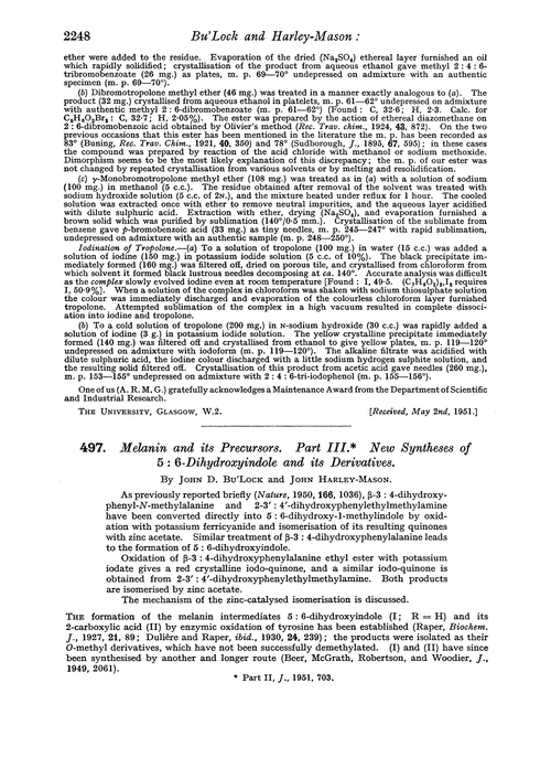 497. Melanin and its precursors. Part III. New syntheses of 5 : 6-dihydroxyindole and its derivatives