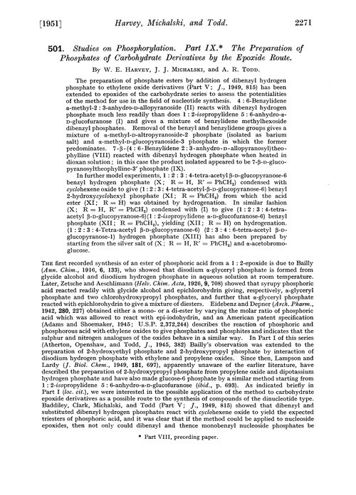 501. Studies on phosphorylation. Part IX. The preparation of phosphates of carbohydrate derivatives by the epoxide route