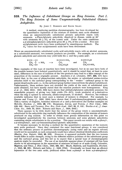 518. The influence of substituent groups on ring scission. Part I. The ring scission of some unsymmetrically substituted glutaric anhydrides