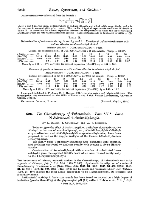 520. The chemotherapy of tuberculosis. Part III. Some N-substituted 4-aminodiphenyls