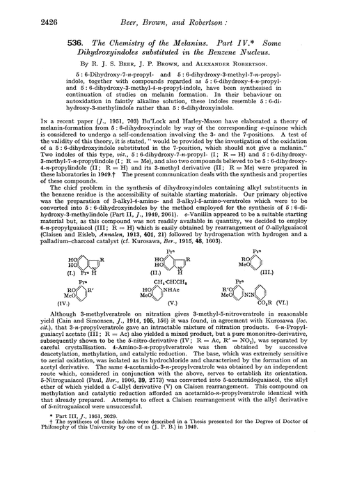 536. The chemistry of the melanins. Part IV. Some dihydroxyindoles substituted in the benzene nucleus
