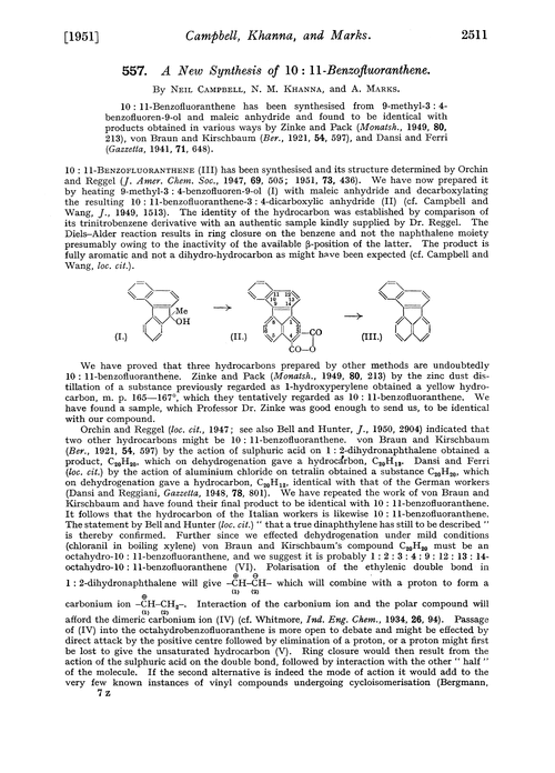 557. A new synthesis of 10 : 11-benzofluoranthene