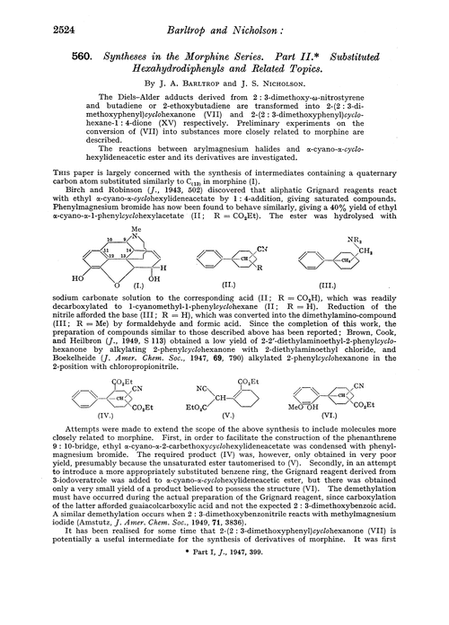 560. Syntheses in the morphine series. Part II. Substituted hexahydrodiphenyls and related topics