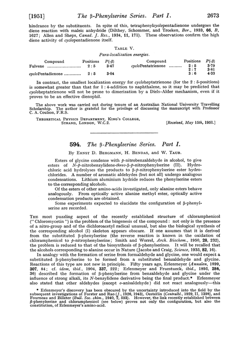 594. The β-phenylserine series. Part I