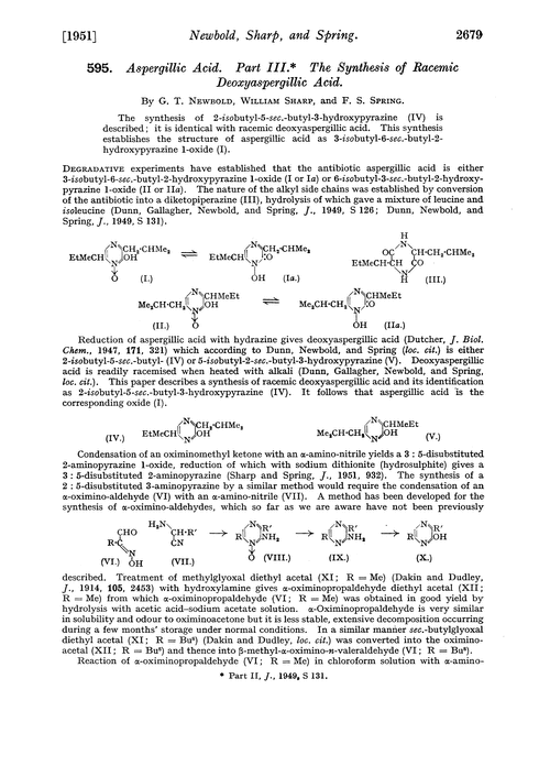 595. Aspergillic acid. Part III. The synthesis of racemic deoxyaspergillic acid