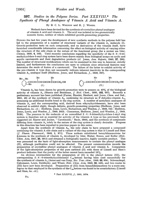 597. Studies in the polyene series. Part XXXVIII. The synthesis of phenyl analogues of vitamin A acid and vitamin A