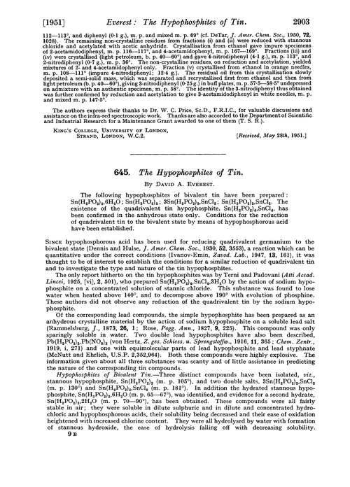 645. The hypophosphites of tin
