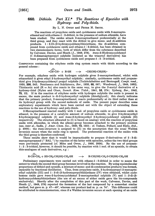 660. Dithiols. Part XI. The reactions of epoxides with hydroxy- and poly-thiols