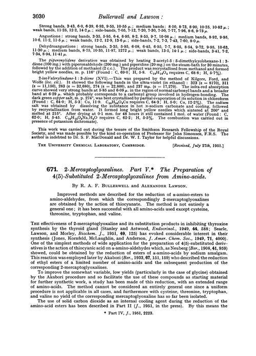 671. 2-Mercaptoglyoxalines. Part V. The preparation of 4(5)-substituted 2-mercaptoglyoxalines from amino-acids