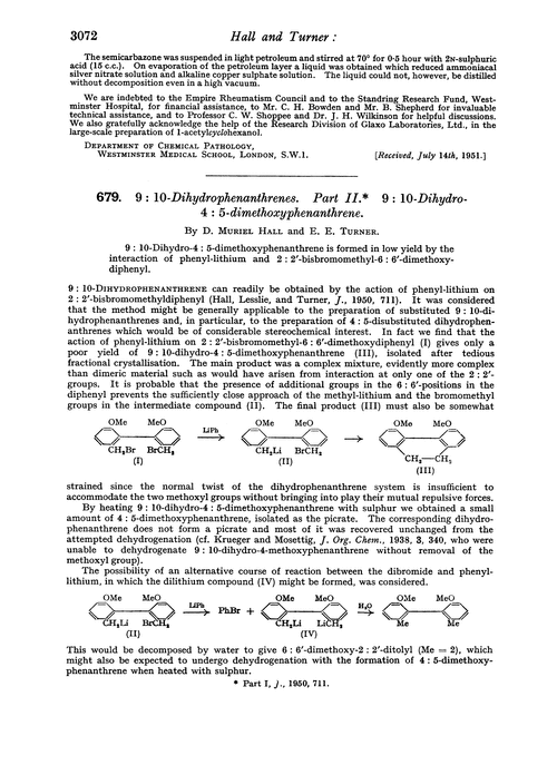 679. 9 : 10-Dihydrophenanthrenes. Part II. 9 : 10-dihydro- 4 : 5-dimethoxyphenanthrene