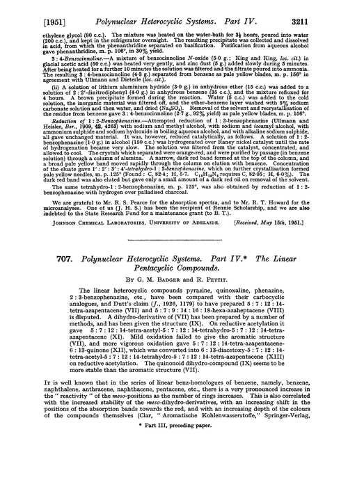 707. Polynuclear heterocyclic systems. Part IV. The linear pentacyclic compounds