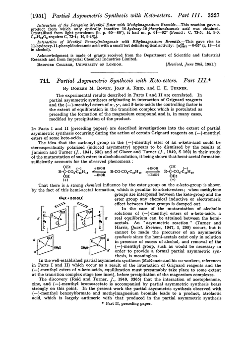 711. Partial asymmetric synthesis with keto-esters. Part III