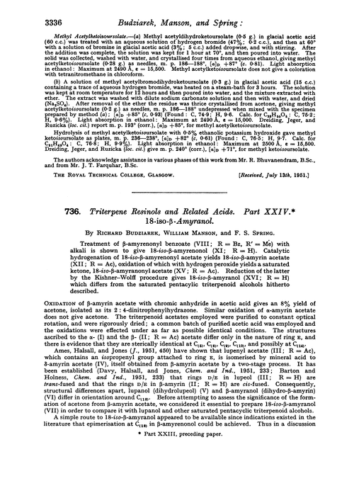 736. Triterpene resinols and related acids. Part XXIV. 18-iso-β-Amyranol