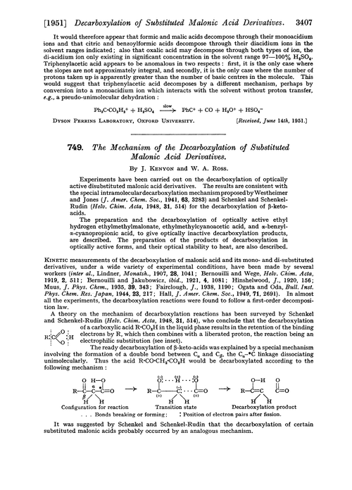 749. The mechanism of the decarboxylation of substituted malonic acid derivatives