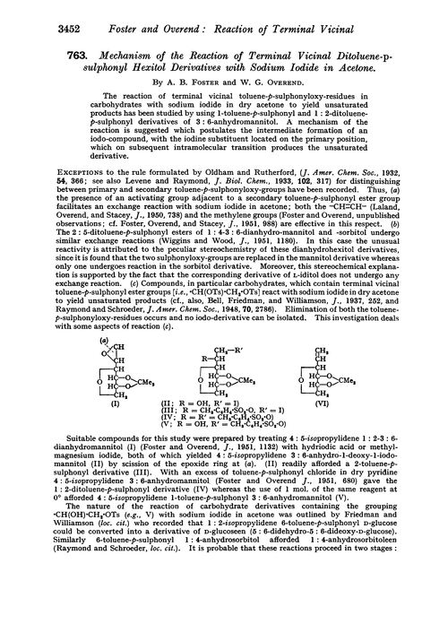 763. Mechanism of the reaction of terminal vicinal ditoluene-p-sulphonyl hexitol derivatives with sodium iodide in acetone