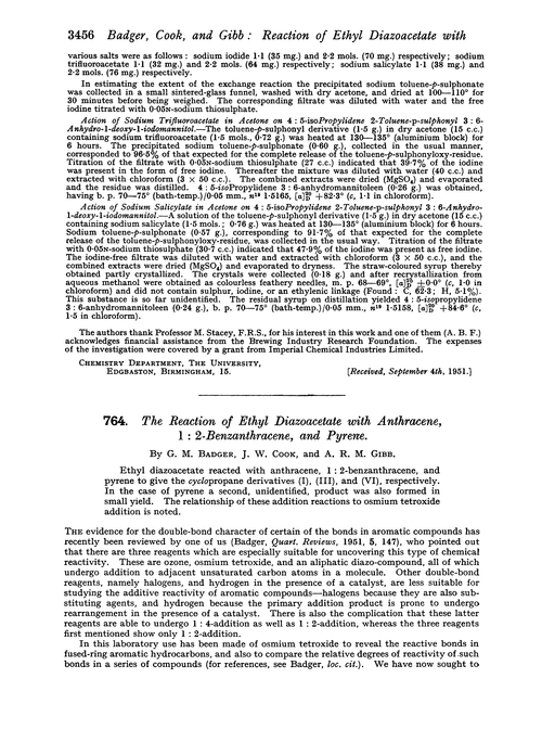764. The reaction of ethyl diazoacetate with anthracene, 1 : 2-benzanthracene, and pyrene