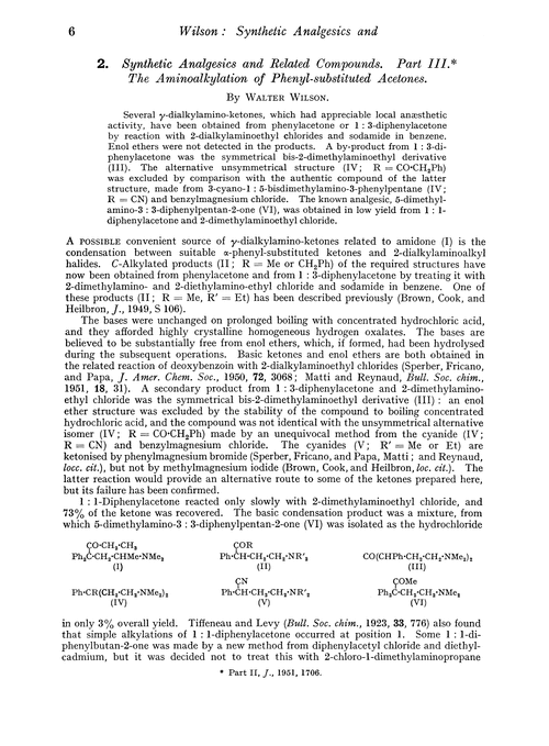 2. Synthetic analgesics and related compounds. Part III. The aminoalkylation of phenyl-substituted acetones