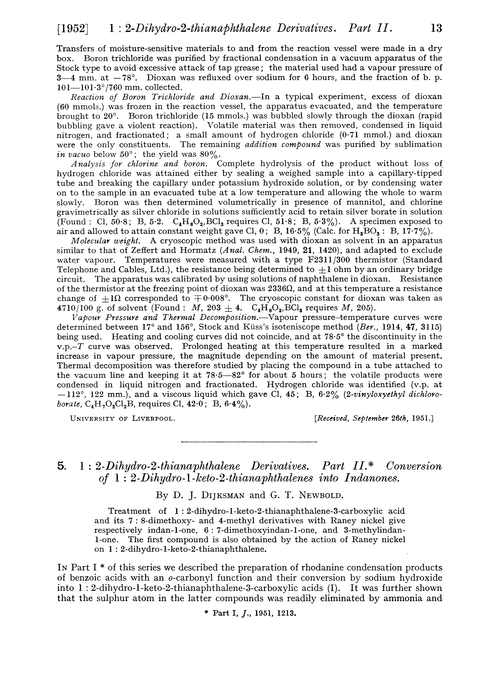 5. 1 : 2-Dihydro-2-thianaphthalene derivatives. Part II. Conversion of 1 : 2-dihydro-1-keto-2-thianaphthalenes into indanones