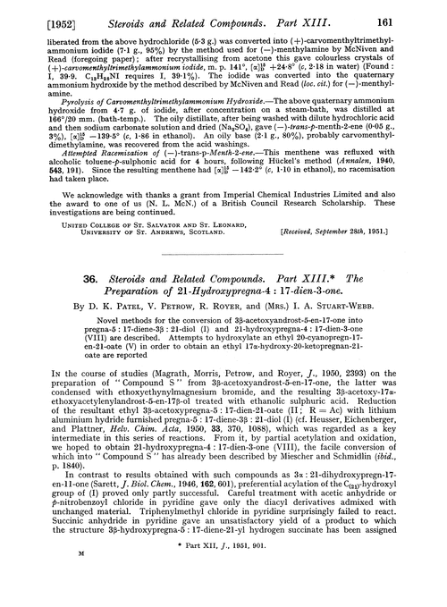 36. Steroids and related compounds. Part XIII. The preparation of 21-hydroxypregna-4 : 17-dien-3-one