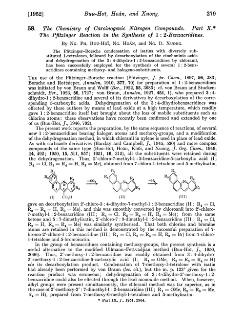 58. The chemistry of carcinogenic nitrogen compounds. Part X. The pfitzinger reaction in the synthesis of 1 : 2-benzacridines