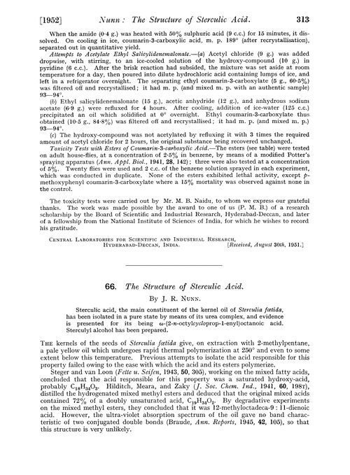 66. The structure of sterculic acid