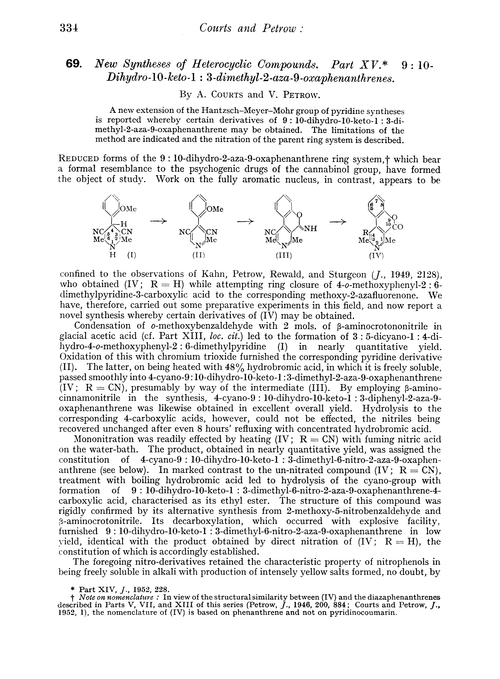 69. New syntheses of heterocyclic compounds. Part XV. 9 : 10-Dihydro-10-keto-1 : 3-dimethyl-2-aza-9-oxaphenanthrenes