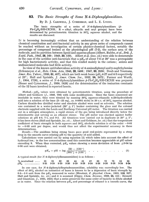 83. The basic strengths of some N-4-diphenylylamidines