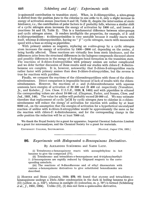 86. Experiments with halogenated o-benzoquinone derivatives