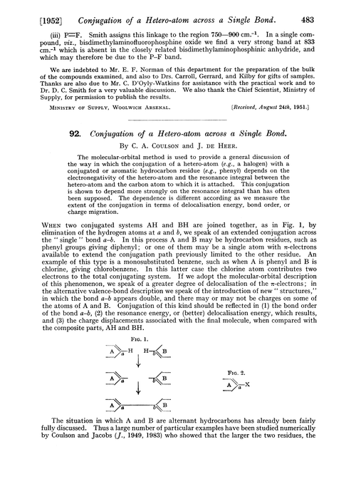 92. Conjugation of a hetero-atom across a single bond