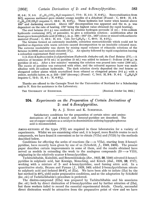 104. Experiments on the preparation of certain derivatives of 2- and 4-benzylpyridine
