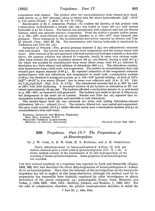109. Tropolones. Part IV. The preparation of αβ-benzotropolone