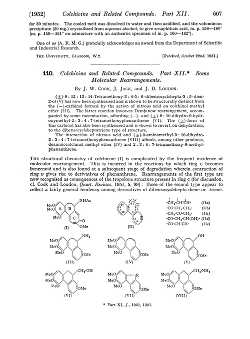 110. Colchicine and related compounds. Part XII. Some molecular rearrangements