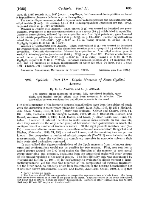 125. Cyclitols. Part II. Dipole moments of some cyclitol acetates