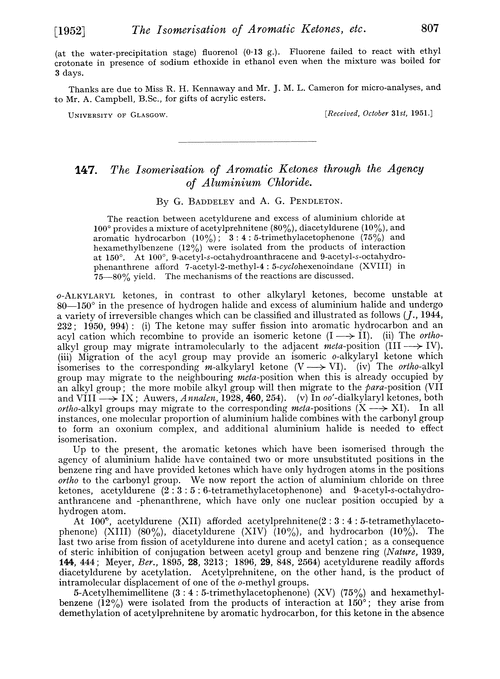 147. The isomerisation of aromatic ketones through the agency of aluminium chloride