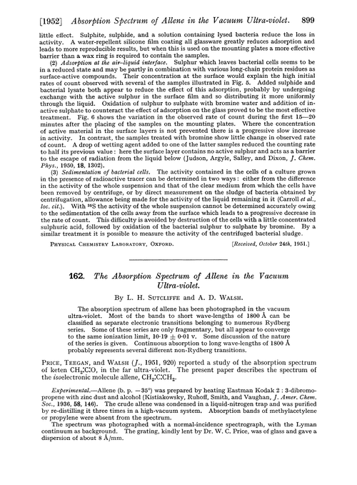 162. The absorption spectrum of allene in the vacuum ultra-violet