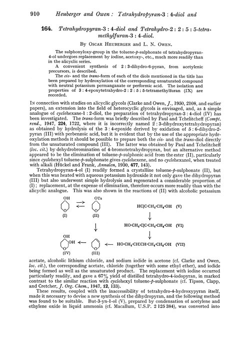 164. Tetrahydropyran-3 : 4-diol and tetrahydro-2 : 2 : 5 : 5-tetramethylfuran-3 : 4-diol