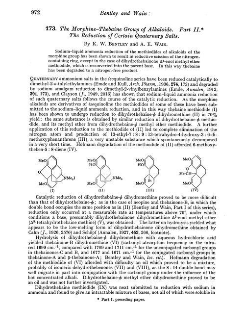 173. The Morphine–Thebaine group of alkaloids. Part II. The reduction of certain quaternary salts