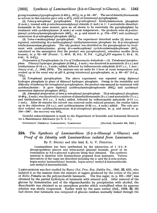 224. The synthesis of laminaribiose (3-β-D-glucosyl D-glucose) and proof of its identity with laminaribiose isolated from laminarin