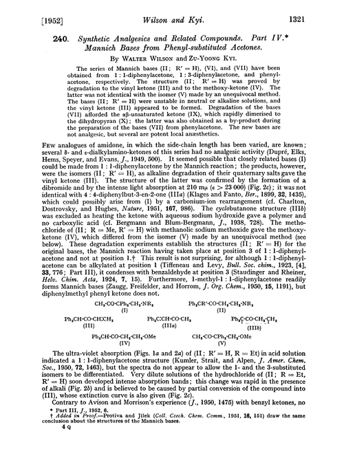 240. Synthetic analgesics and related compounds. Part IV. Mannich bases from phenyl-substituted acetones