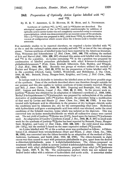 242. Preparation of optically active lysine labelled with 14C and 15N